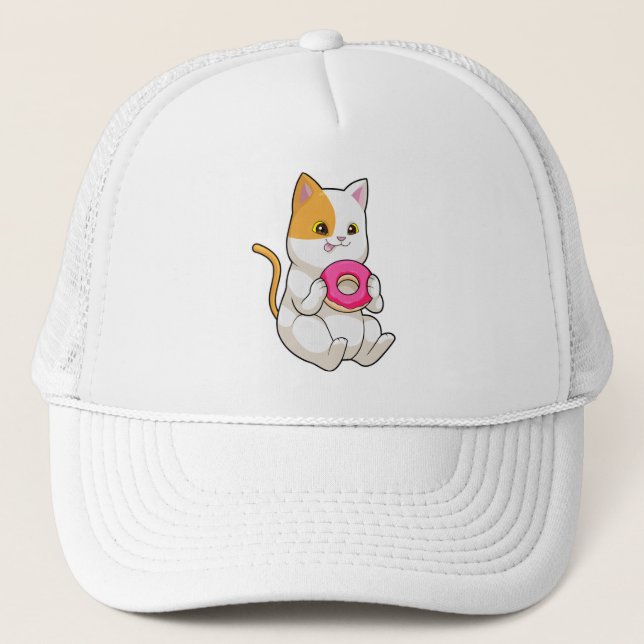 Gorra De Camionero Gato comiendo donut (Anverso)