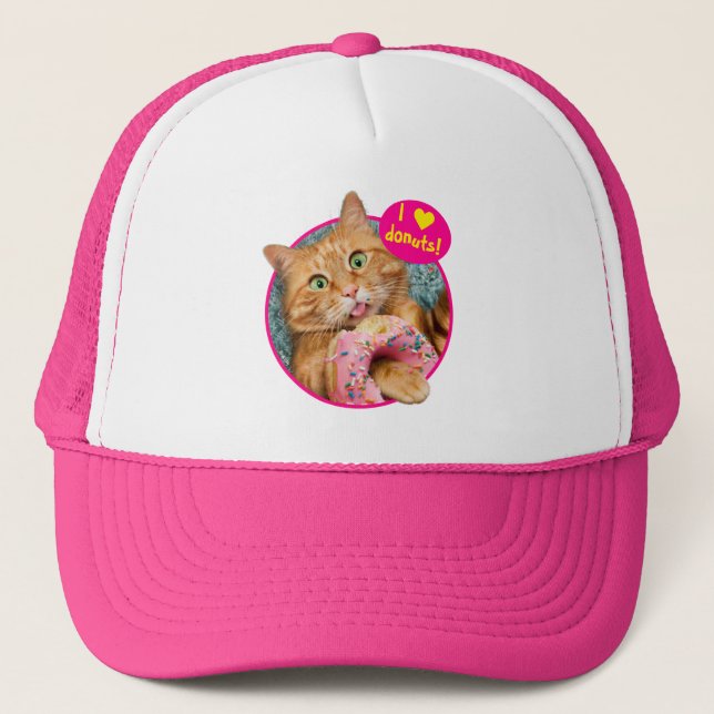 Gorra De Camionero Gato comiendo donut (Anverso)