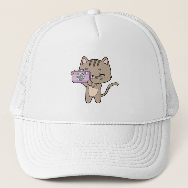 Gorra De Camionero Gato como fotógrafo con cámara (Anverso)