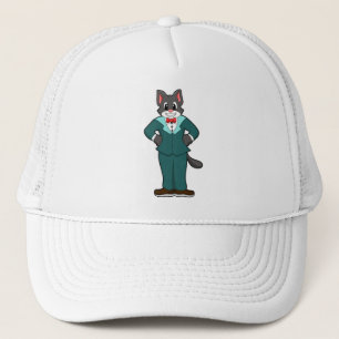 Gorra De Camionero Gato como novio con traje y cinta