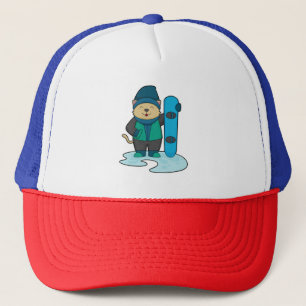 Gorra De Camionero Gato como snowboarder con Snowboard