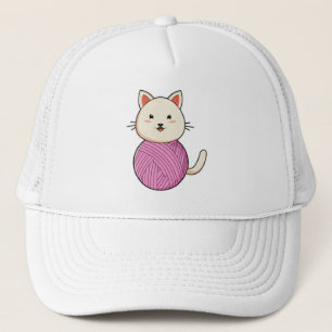 Gorra De Camionero Gato con bola de hilo de lana