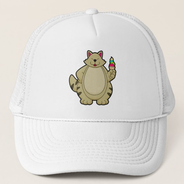Gorra De Camionero Gato con helado Waffle (Anverso)