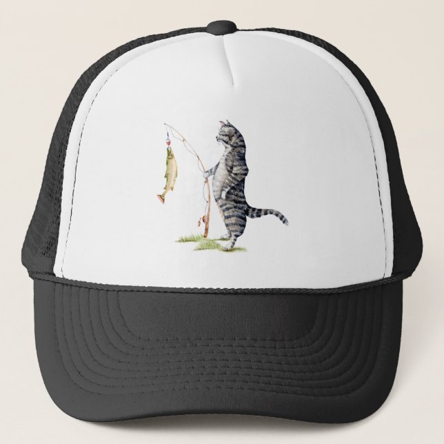 Gorra De Camionero Gato con pez (Anverso)