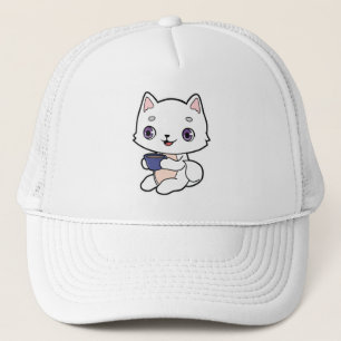 Gorra De Camionero Gato con taza de café