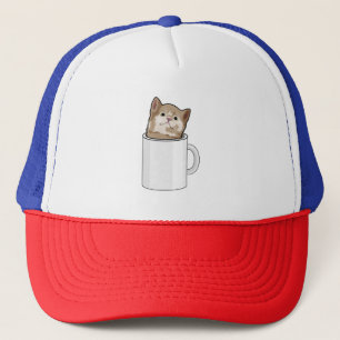 Gorra De Camionero Gato con tazón de café