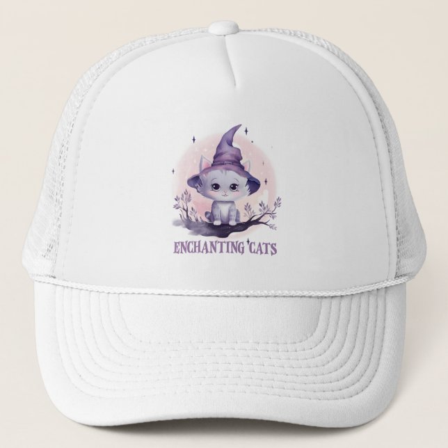 Gorra De Camionero Gato de bruja encantador (Anverso)