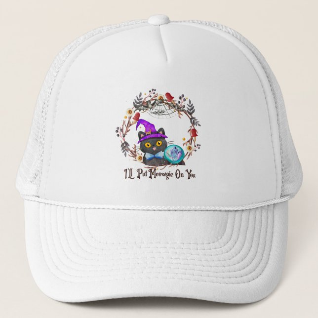 Gorra De Camionero Gato de bruja lindo y puntiagudo (Anverso)