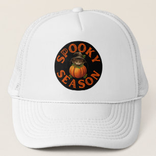Gorra De Camionero Gato de calabaza de temporada espeluznante