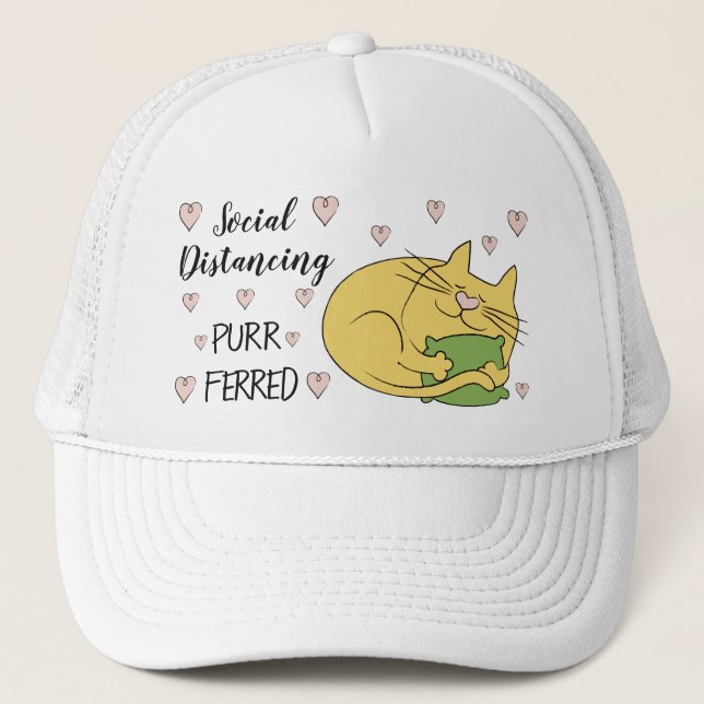 Gorra De Camionero Gato de distanciamiento social buscado (Anverso)