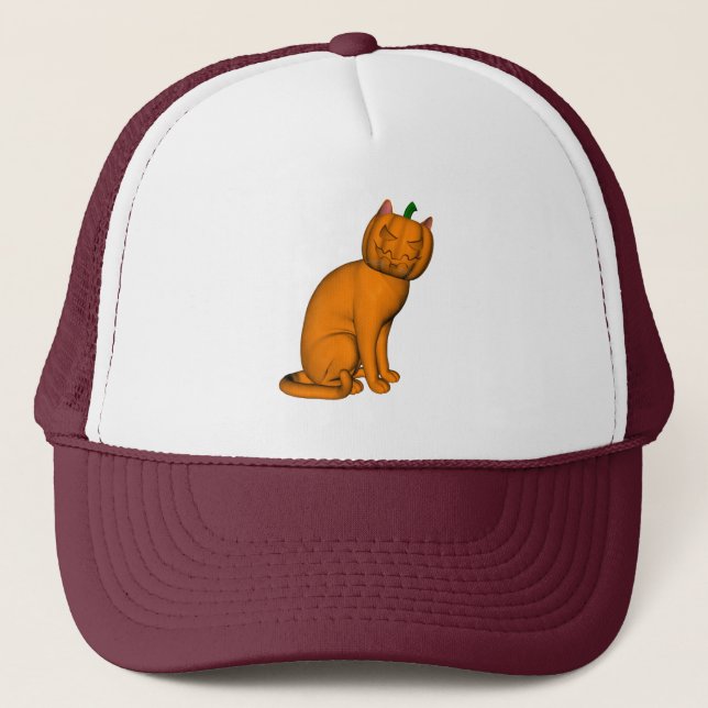 Gorra De Camionero Gato de halloween raro (Anverso)