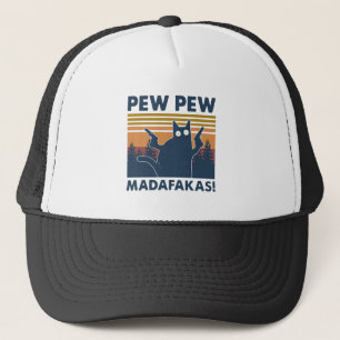 Gorra De Camionero Gato de la cosecha Pew Pew Madafakas