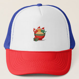 Gorra De Camionero Gato de Ramen de Navidad Santa Anime Maullido Gati
