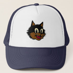 GORRA DE CAMIONERO GATO DE SONRIENTE NEGRO Y MARRÓN NOCTURNO
