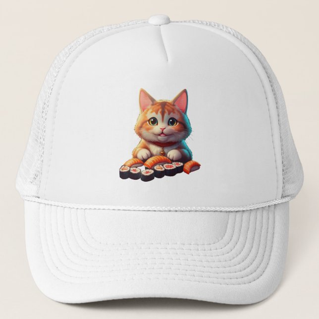 Gorra De Camionero Gato de sushi (Anverso)