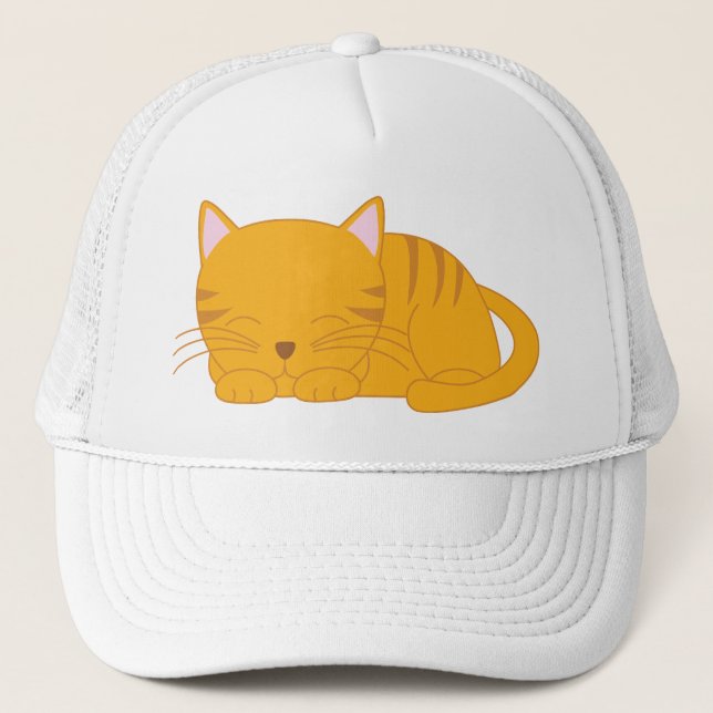 Gorra De Camionero Gato de Tabby anaranjado el dormir (Anverso)