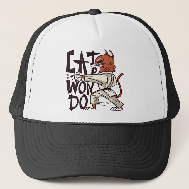 Gorra De Camionero Gato de Taekwondo (Anverso)