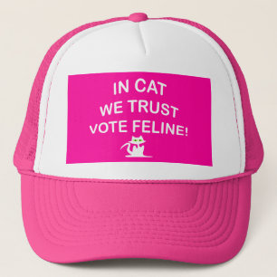 Gorra De Camionero Gato de votación con texto blanco