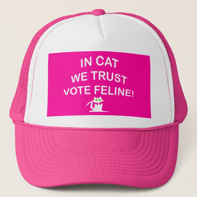 Gorra De Camionero Gato de votación con texto blanco (Anverso)