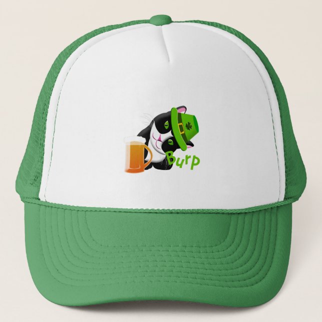 Gorra De Camionero Gato del Día de San Patricio (Anverso)