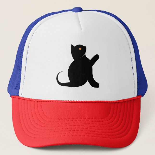 Gorra De Camionero Gato diciendo hola (Anverso)