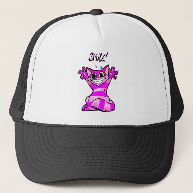 Gorra De Camionero Gato divertido del dibujo animado, sonrisa (Anverso)