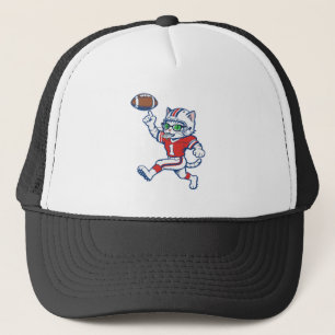 Gorra De Camionero Gato Divertido Jugador de Fútbol Americano
