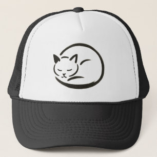 Gorra De Camionero Gato durmiente minimalista - Diseño de pincel de t