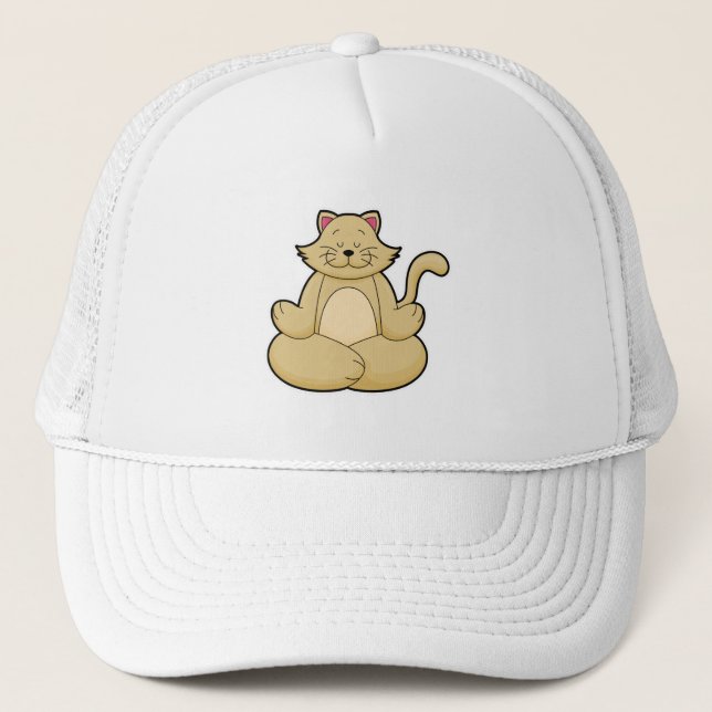 Gorra De Camionero Gato en ejercicio de Estiramiento de Yoga en piern (Anverso)