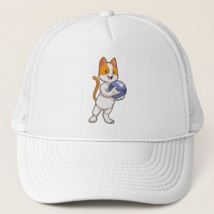 Gorra De Camionero Gato en el Bowling con bolas