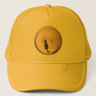 Gorra De Camionero gato en la luna