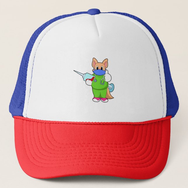 Gorra De Camionero Gato en la vacunación con jeringas (Anverso)