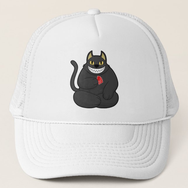 Gorra De Camionero Gato en Poker con tarjetas de póker (Anverso)