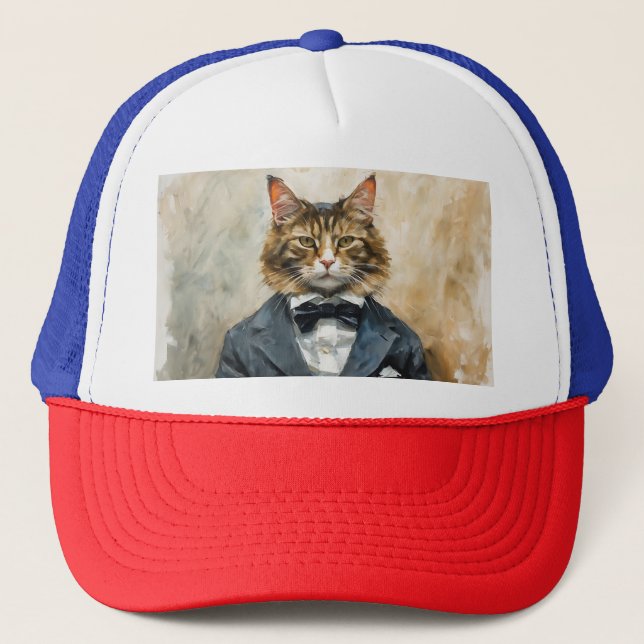 Gorra De Camionero Gato en un traje (Anverso)