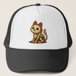 Gorra De Camionero Gato Esqueleto Espeluznante