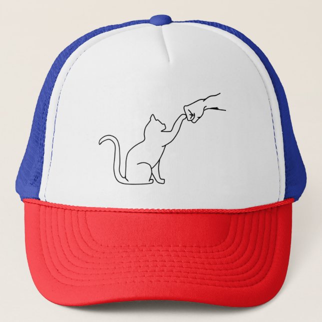 Gorra De Camionero Gato Fist Bump, Gato Amante (Anverso)