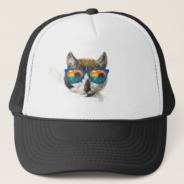 Gorra De Camionero Gato gracioso de verano (Anverso)