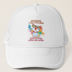 Gorra De Camionero Gato gracioso hablando con sí mismo - dulce y grac