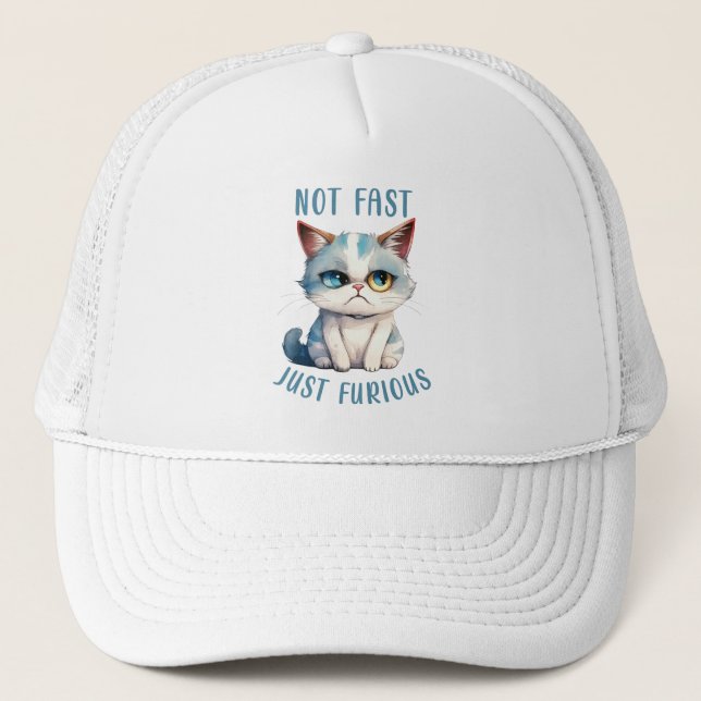 Gorra De Camionero Gato Gruñón - No Rápido, Solo Furioso (Anverso)