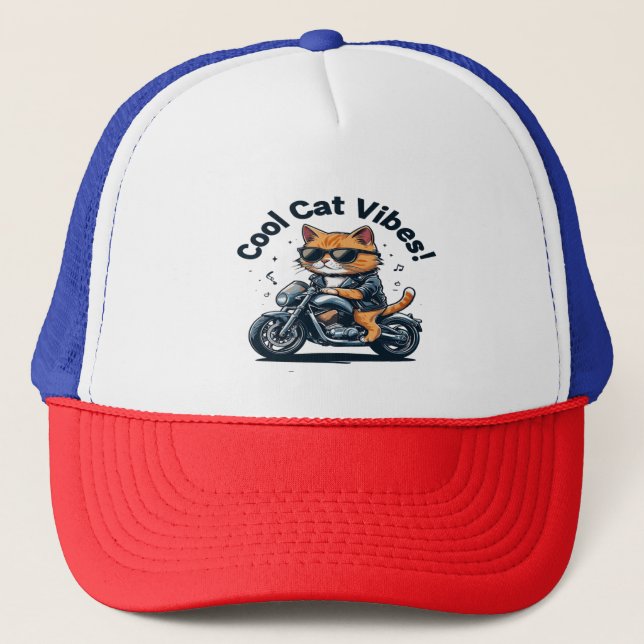 Gorra De Camionero Gato Guay Vibes motocicleta T-Shirt-Funny Biker Ca (Anverso)