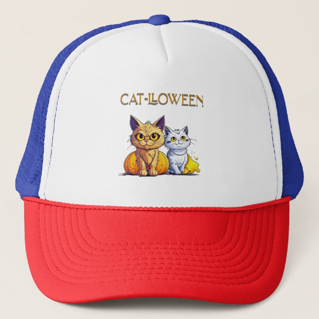 Gorra De Camionero Gato Halloween  (Anverso)