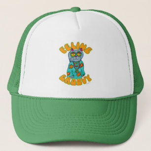 Gorra De Camionero Gato Hippie Felino Groovy Arte Eslogan