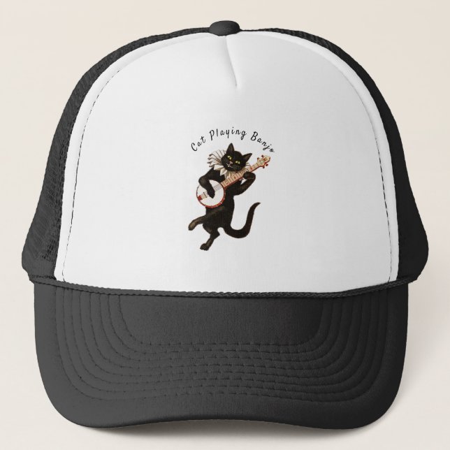 Gorra De Camionero Gato jugando Banjo Thunder_Cove (Anverso)