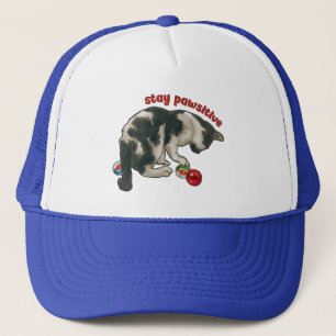 Gorra De Camionero Gato jugando con CANICAS, Mantén la Pata Positiva,