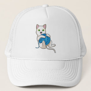Gorra De Camionero Gato jugando lana