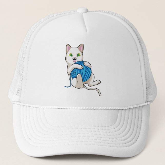 Gorra De Camionero Gato jugando lana (Anverso)