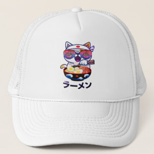 Gorra De Camionero Gato Kawaii comiendo Ramen - Aburridos fideos japo