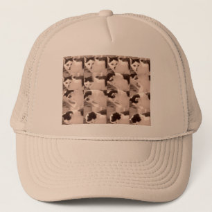 Gorra De Camionero Gato Kitty vintage/Foto en blanco y negro
