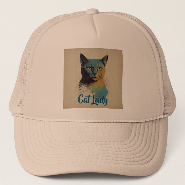 Gorra De Camionero Gato Lady Trucker Hat (Anverso)