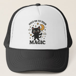 Gorra De Camionero Gato mágico iluminado por luna
